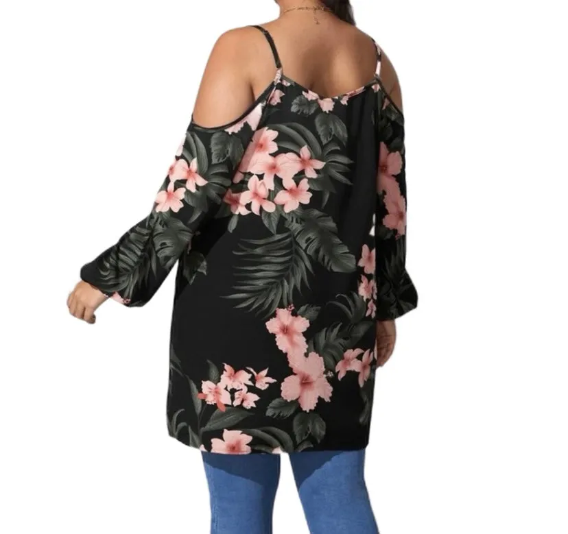 Paradise Cold Shoulder Longline Blouse