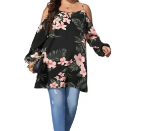 Paradise Cold Shoulder Longline Blouse