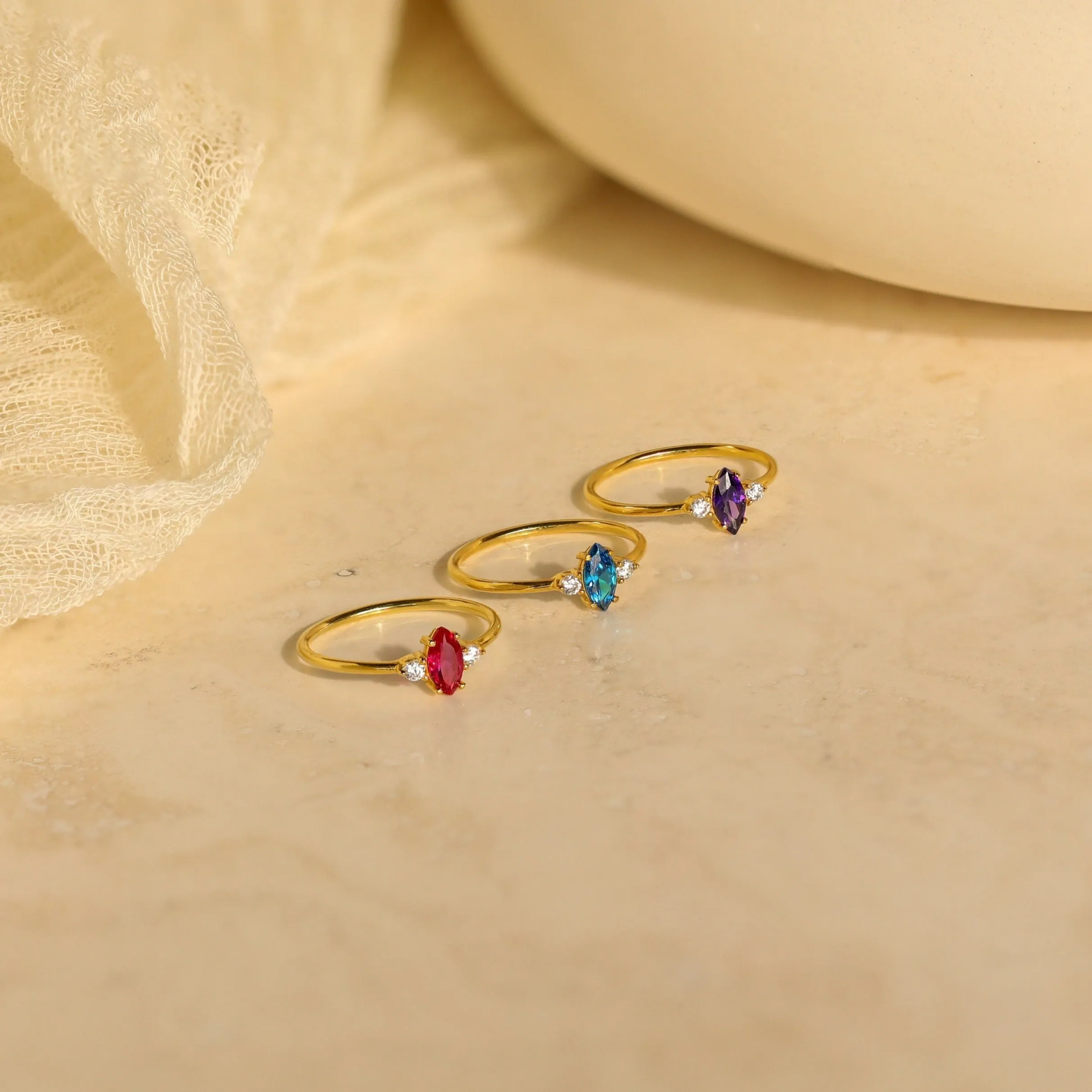 Pave Marquise Birthstone Ring