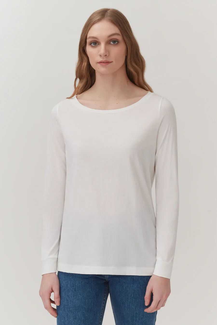 Pima Boatneck Long Sleeve Tee