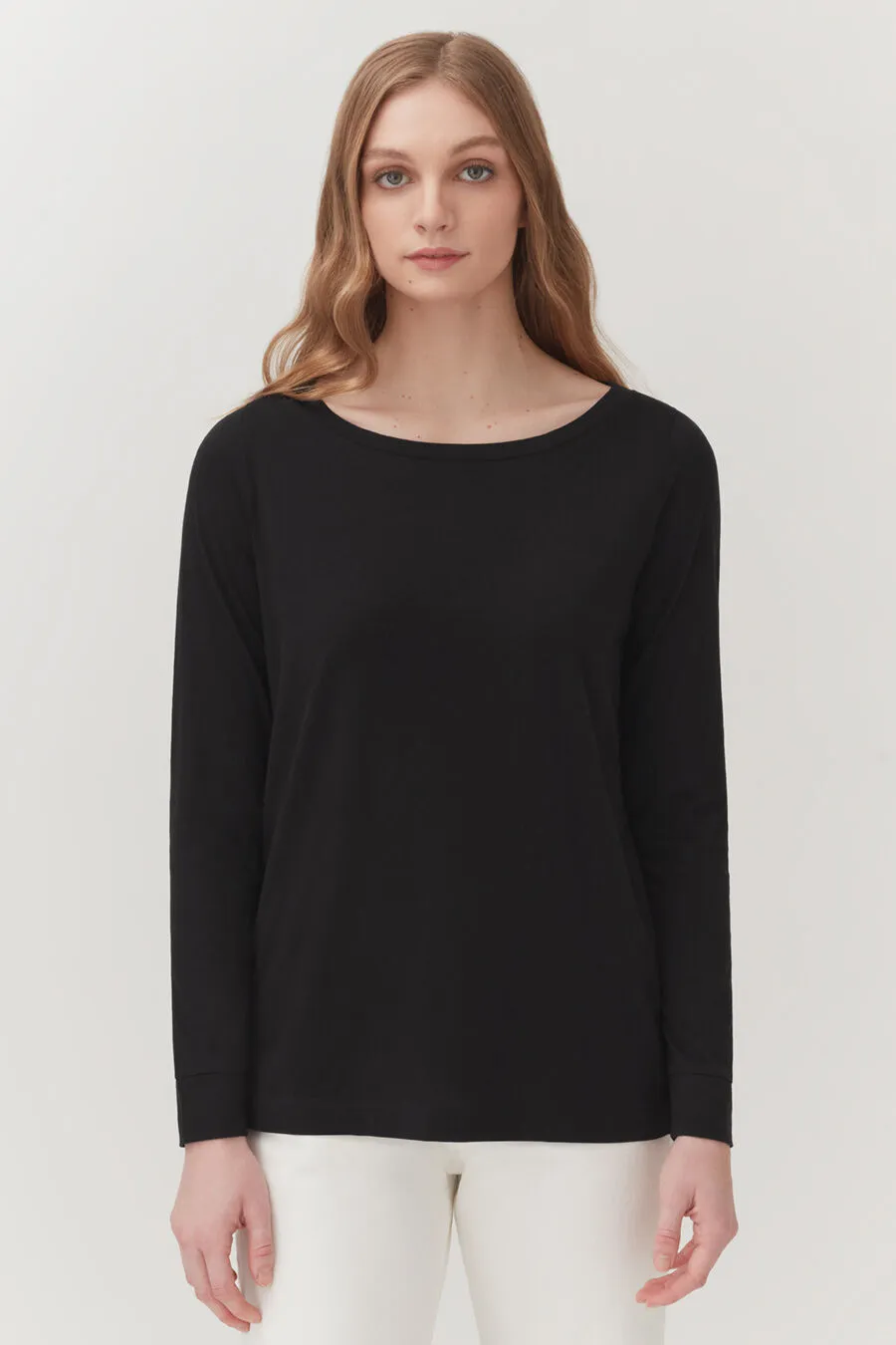 Pima Boatneck Long Sleeve Tee