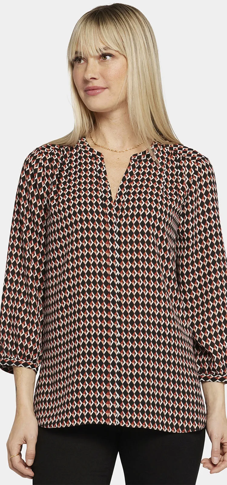 Pintuck Blouse Grafische Print | Darby Peaks