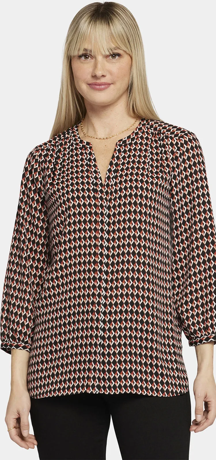 Pintuck Blouse Grafische Print | Darby Peaks