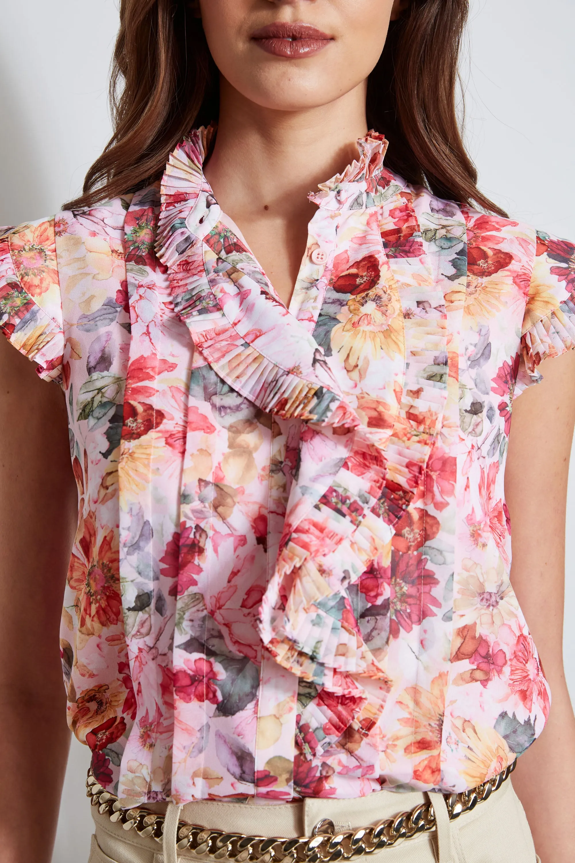 Pleated Floral Shirt