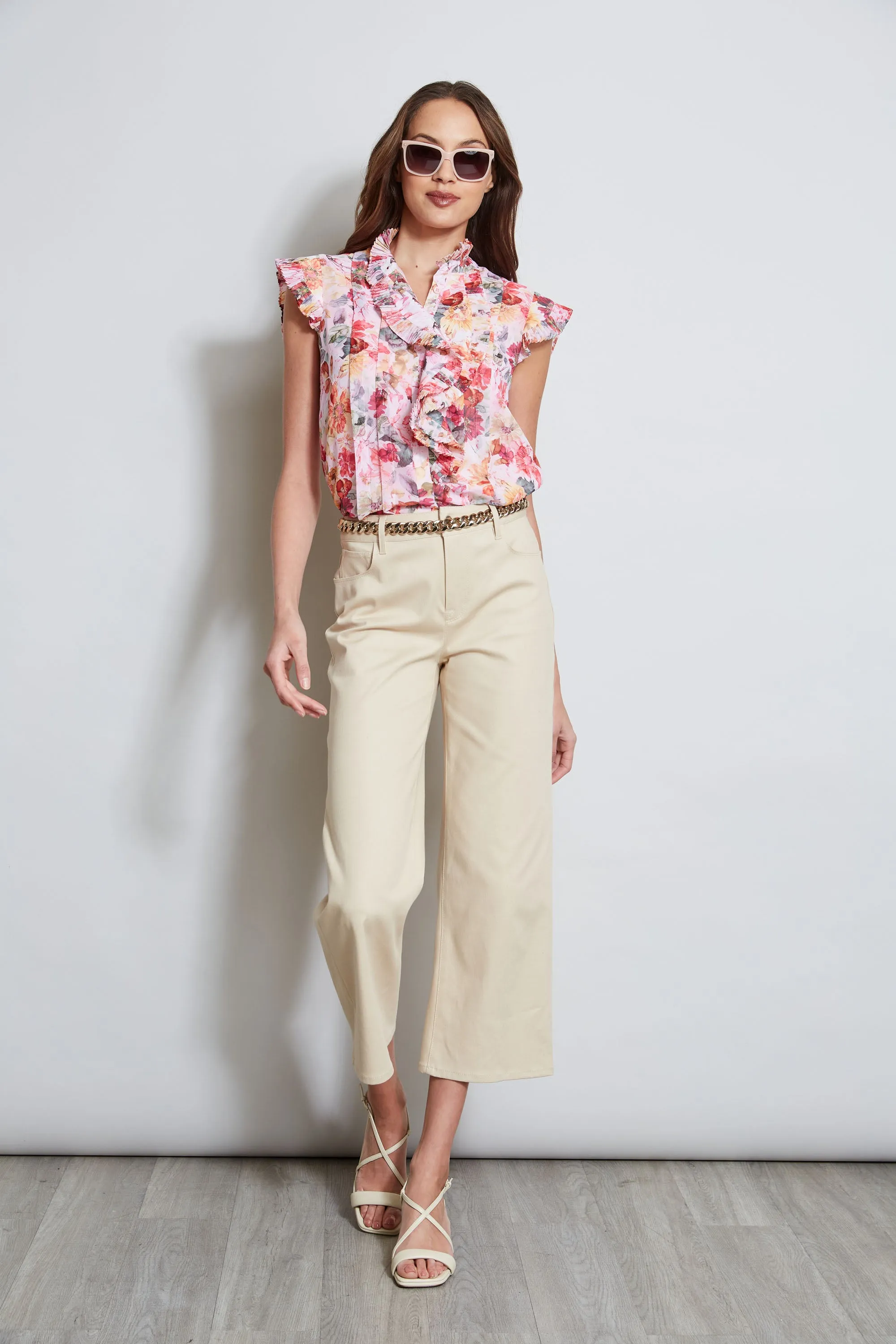 Pleated Floral Shirt