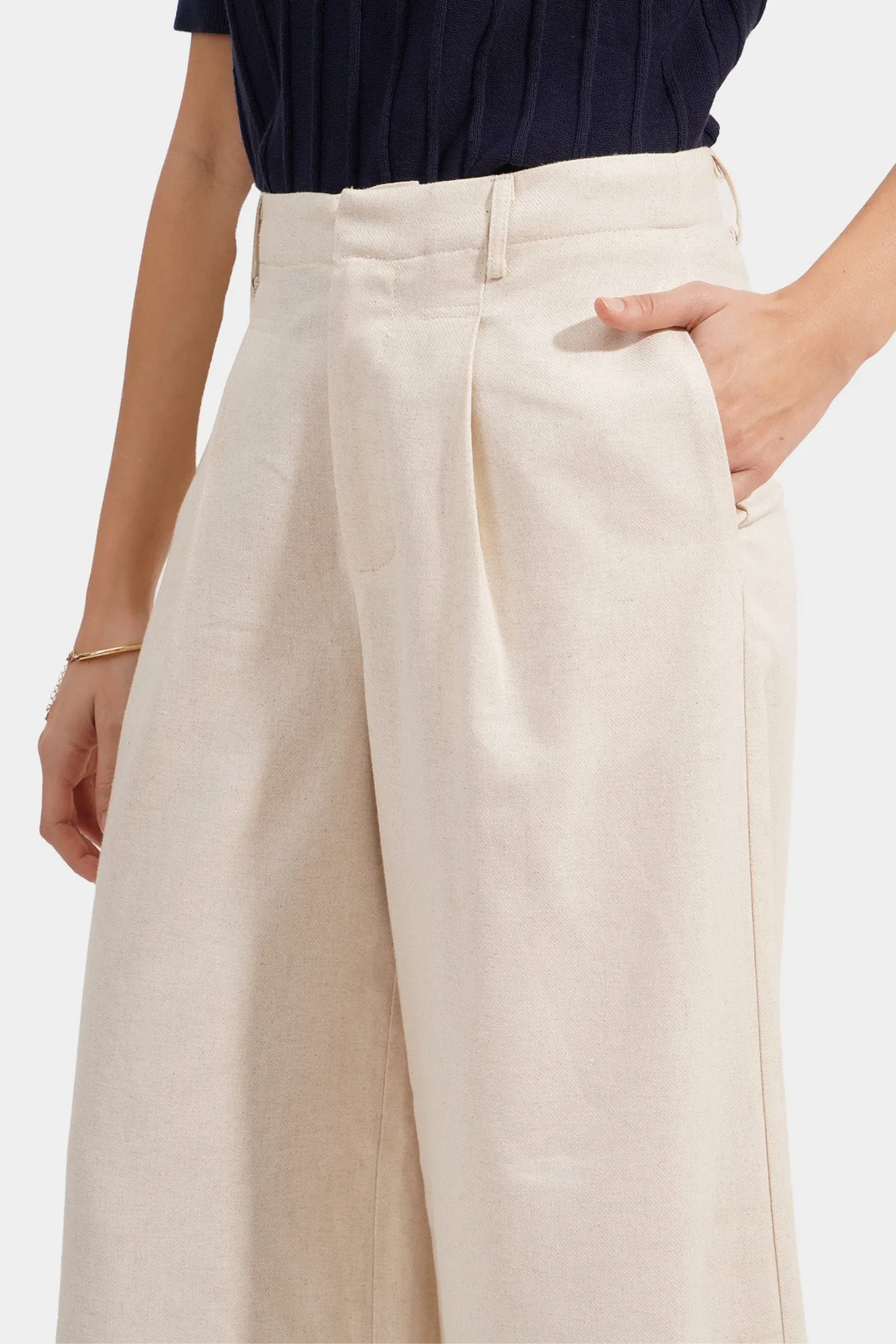 Pleated Wide Leg Trousers