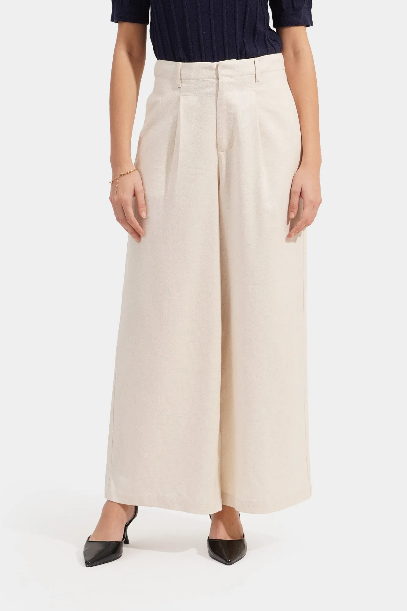 Pleated Wide Leg Trousers