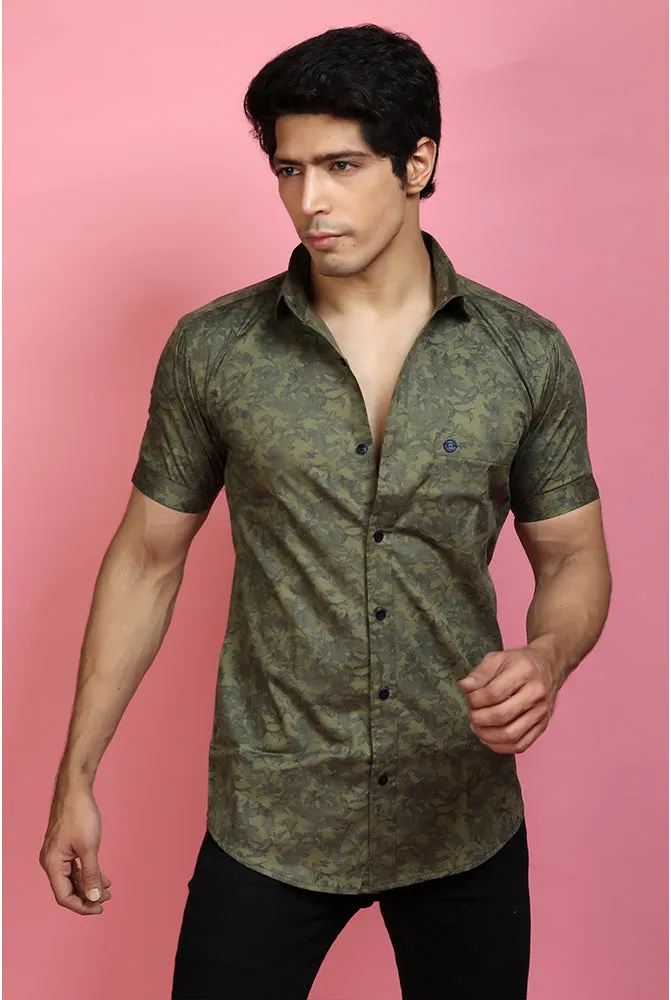 Printed Half Sleeve Shirt - Men Casual Dusk Printed Shirt