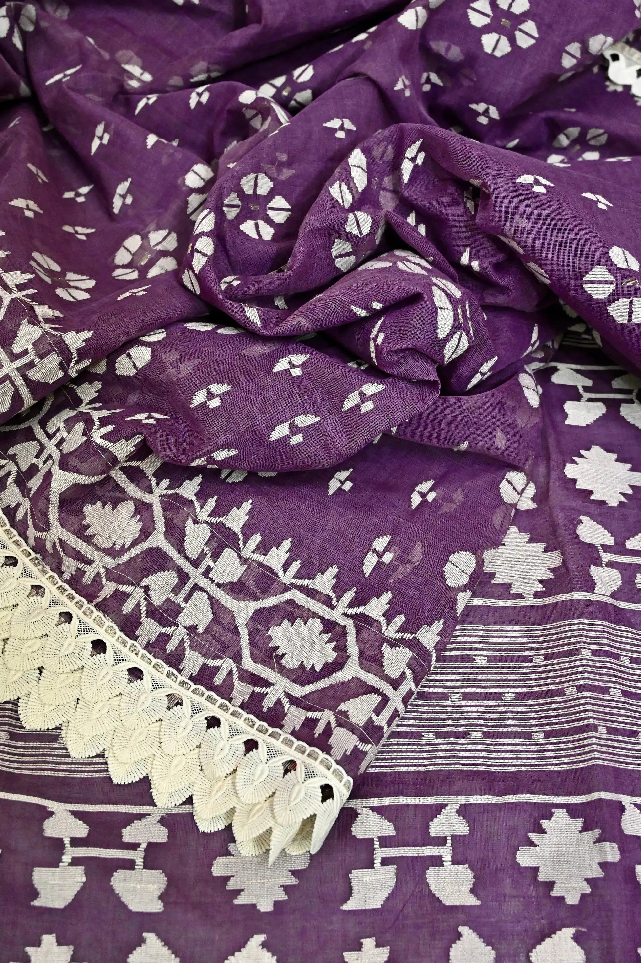 Purple Color Pure Bangladeshi Color Jamdani Saree