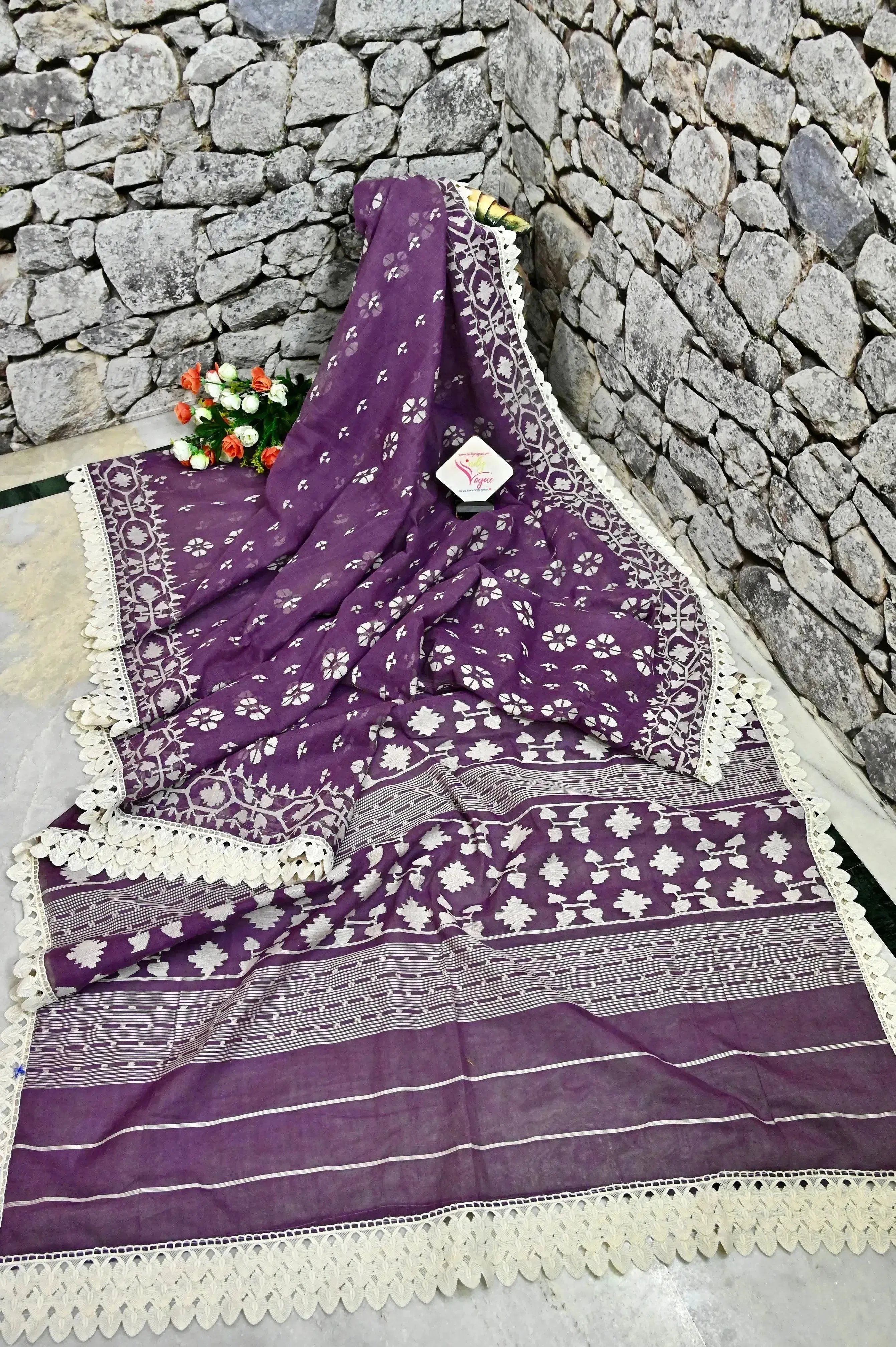 Purple Color Pure Bangladeshi Color Jamdani Saree