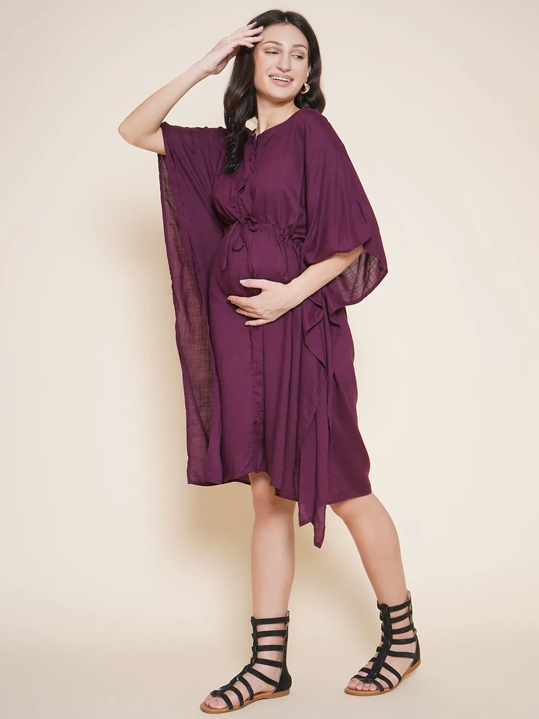 Purple Maternity and Nursing Kaftan