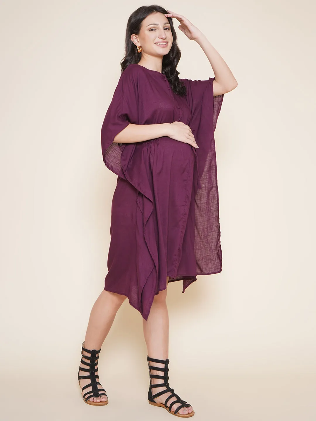 Purple Maternity and Nursing Kaftan