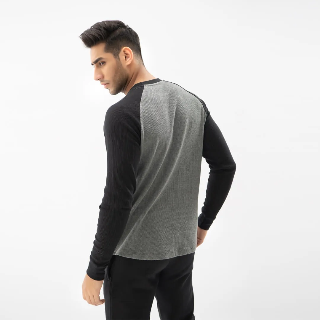 Raglan Waffle Knit Charcoal