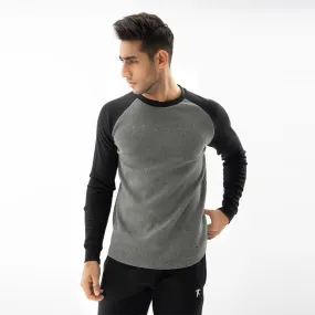 Raglan Waffle Knit Charcoal