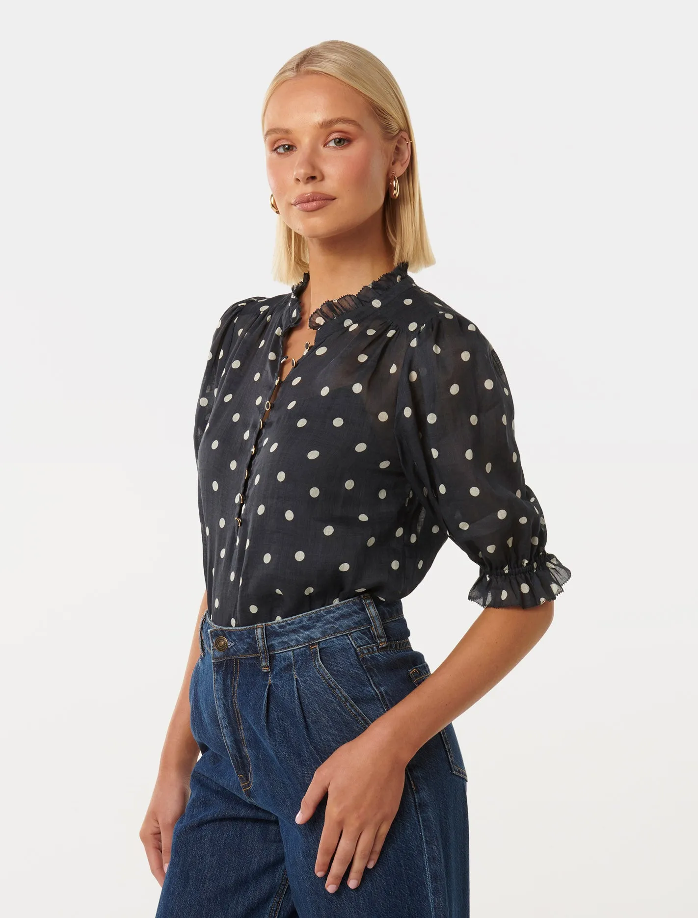 Rita Half Placket Ramie Blouse