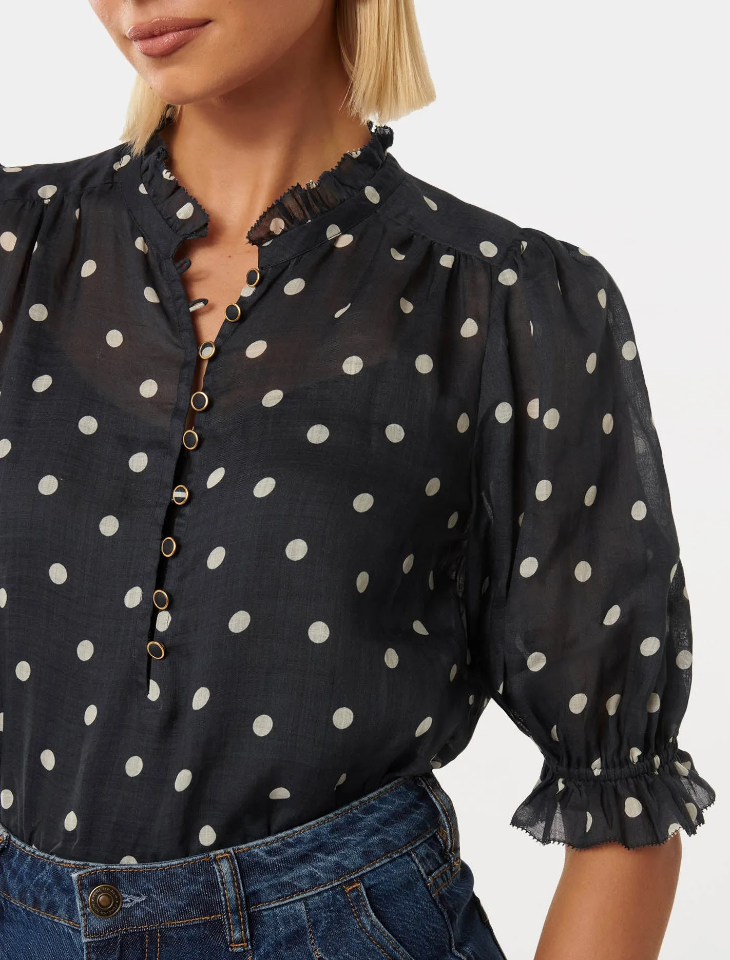 Rita Half Placket Ramie Blouse