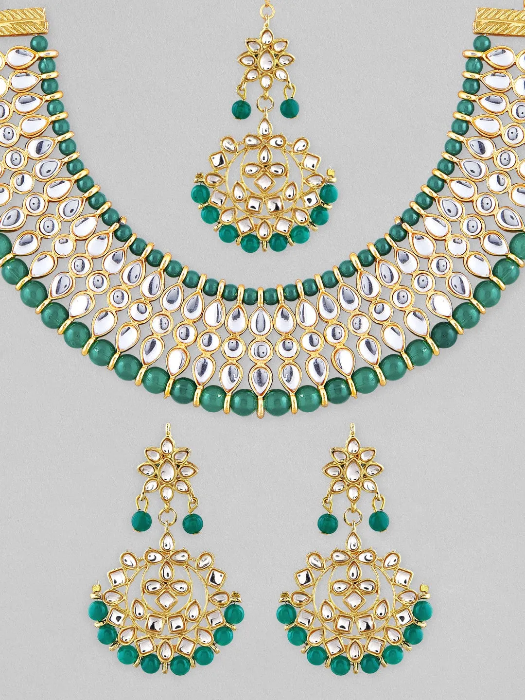 Rubans Gold Plated Kundan Necklace Set With Traditional Design