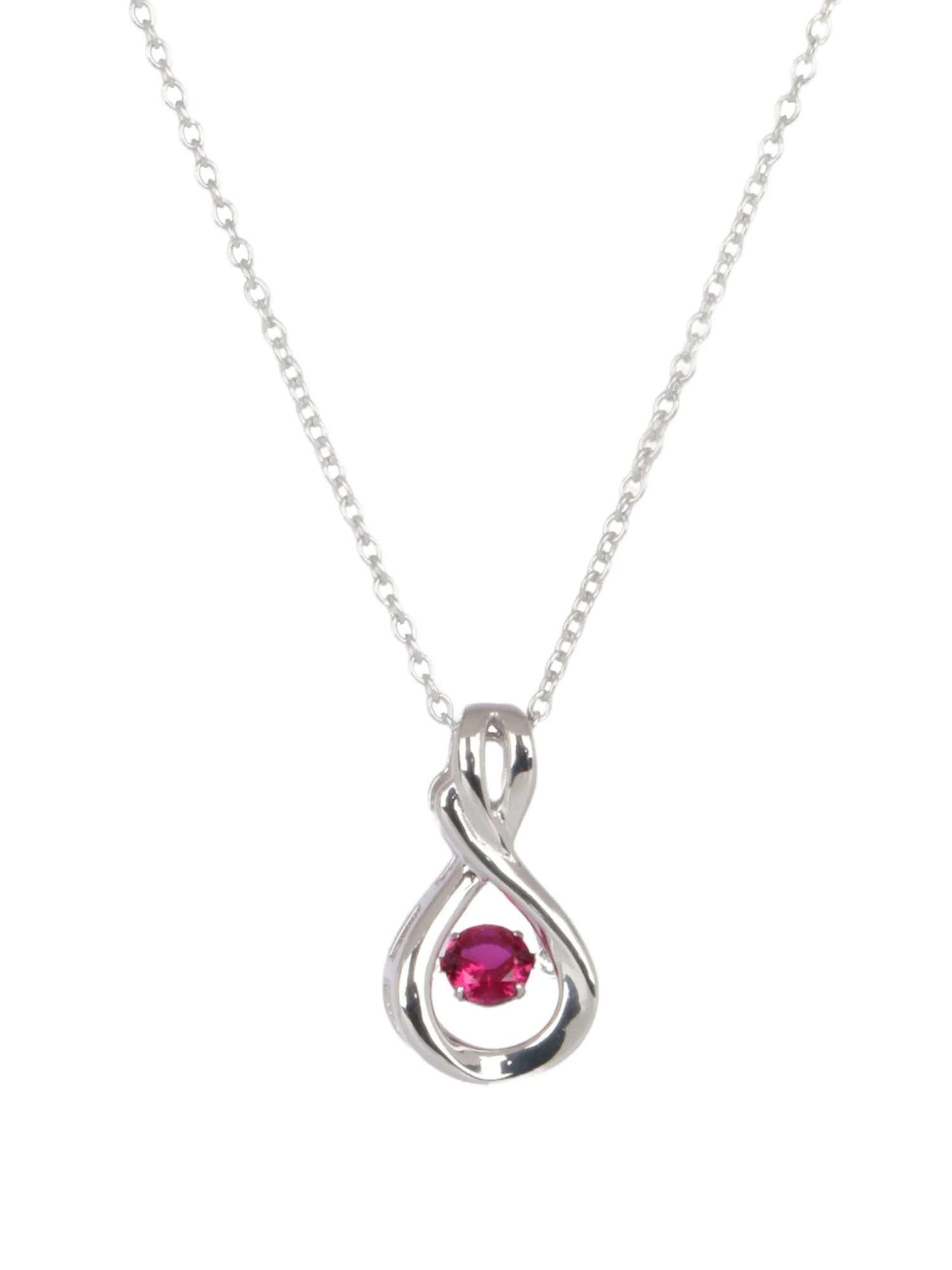 Ruby Infinity Design Dancing Pendant In 925 Silver