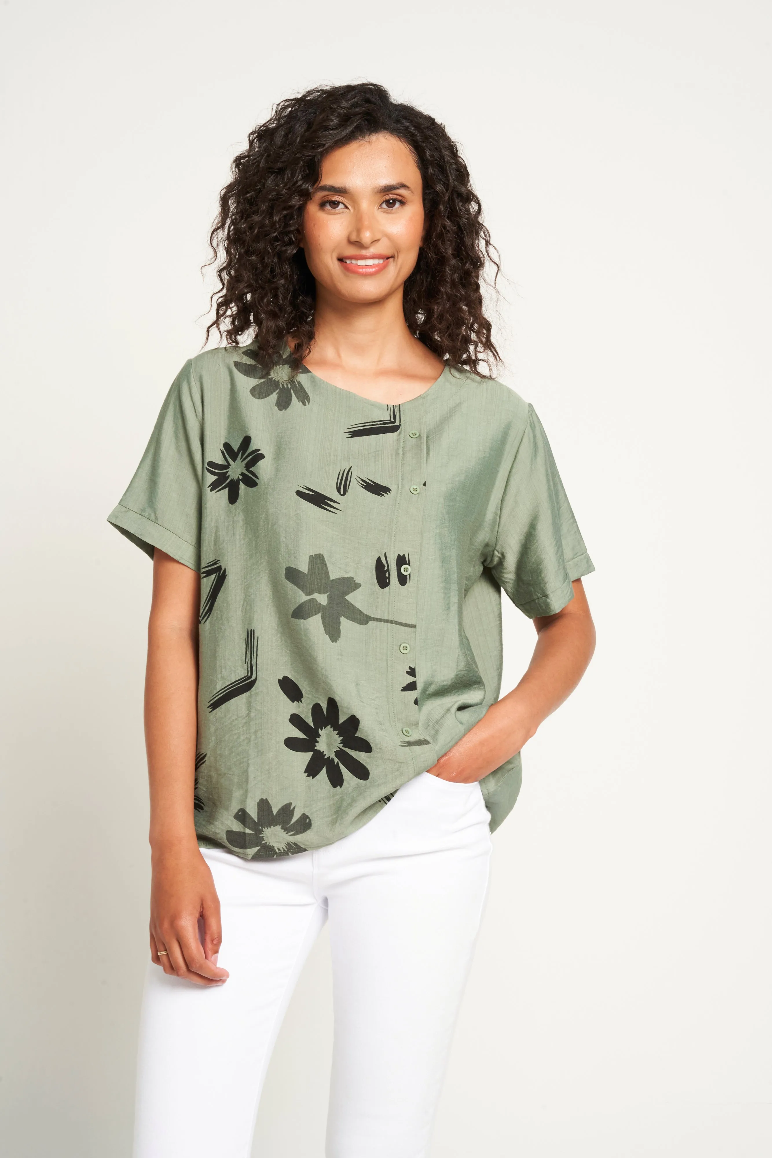 Saloos Front Printed Panel Oversized Top