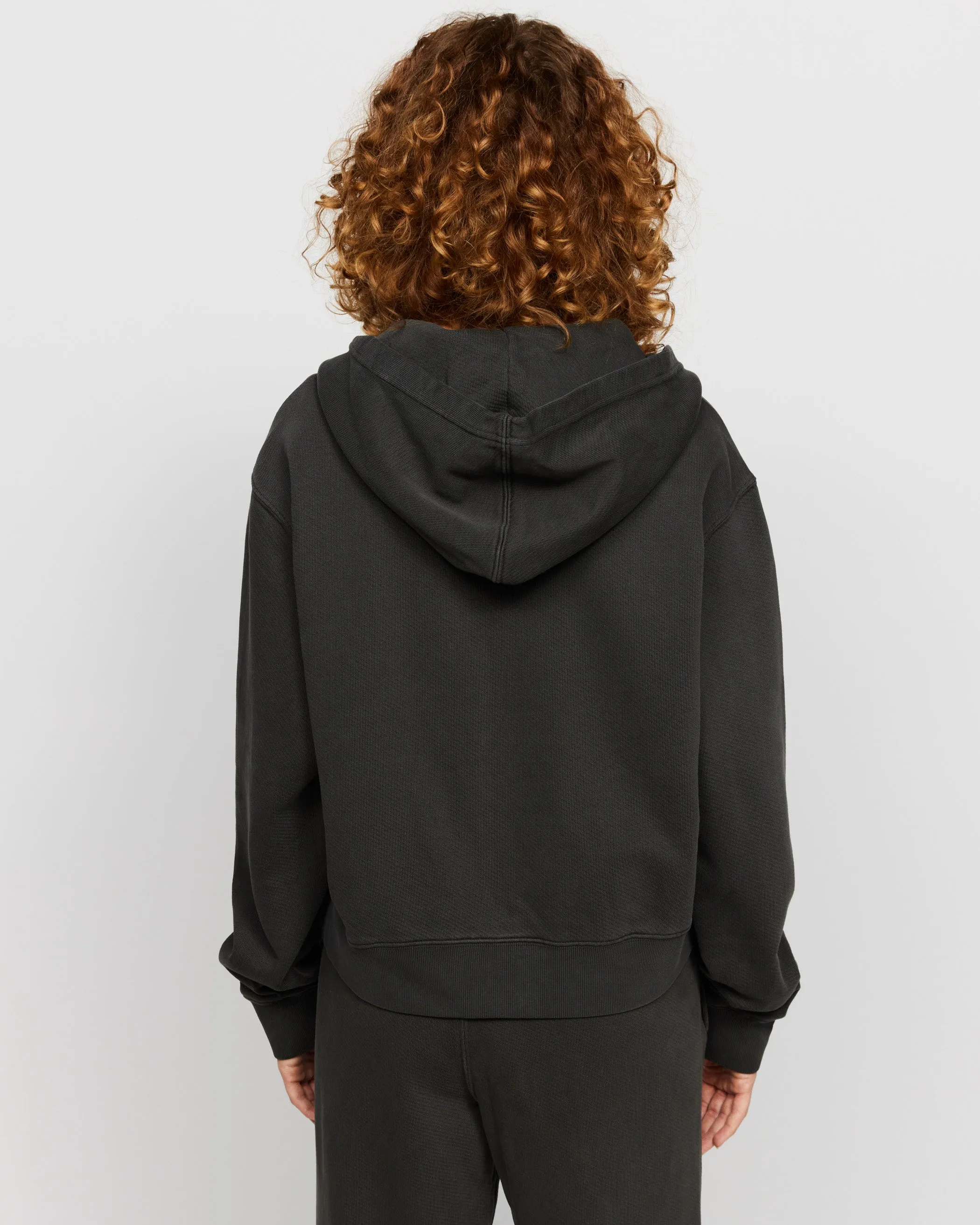 Samii Ryan Black Stone Wash Zip-Up Hoodie