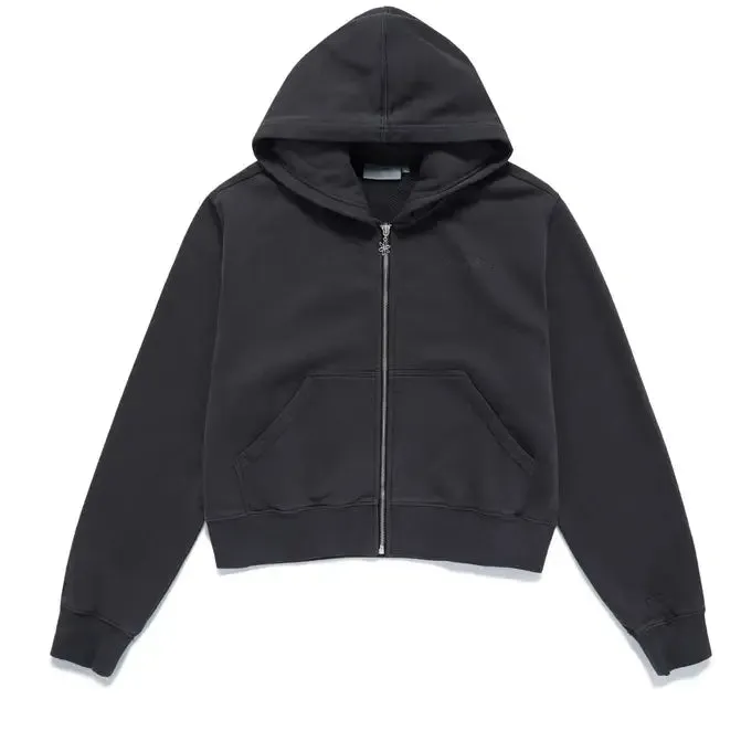 Samii Ryan Black Stone Wash Zip-Up Hoodie