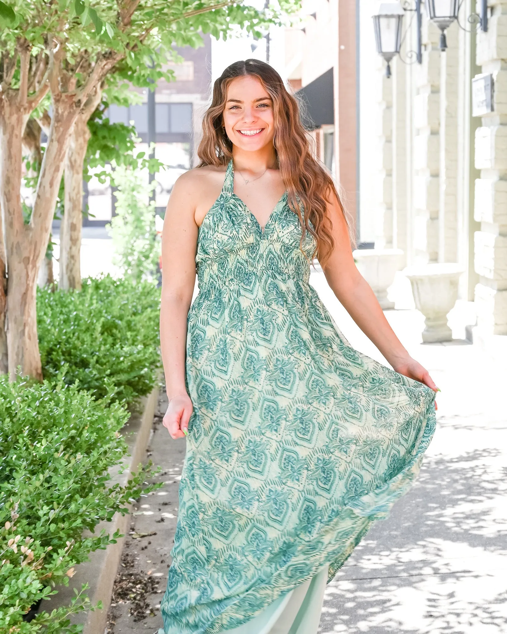 Sea Jewel Halter Midi Dress