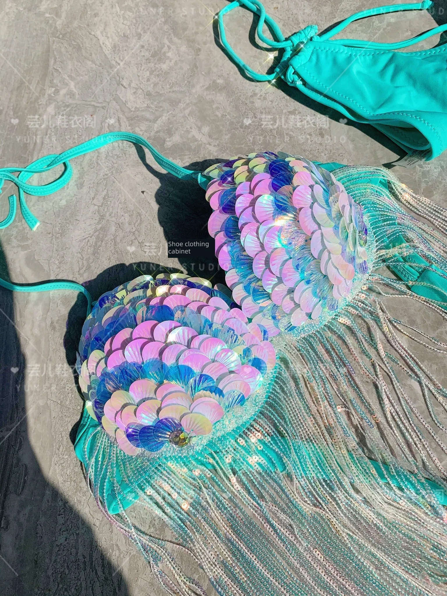 Sea Siren – Meerjungfrauen-Bikini mit Perlen-Glitzer