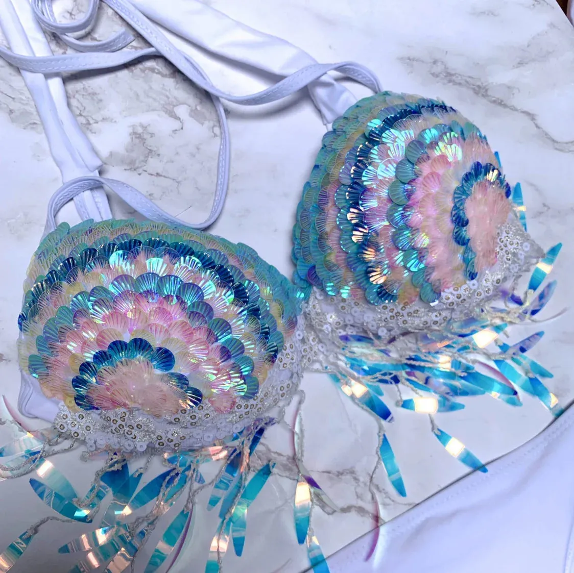 Sea Siren – Meerjungfrauen-Bikini mit Perlen-Glitzer