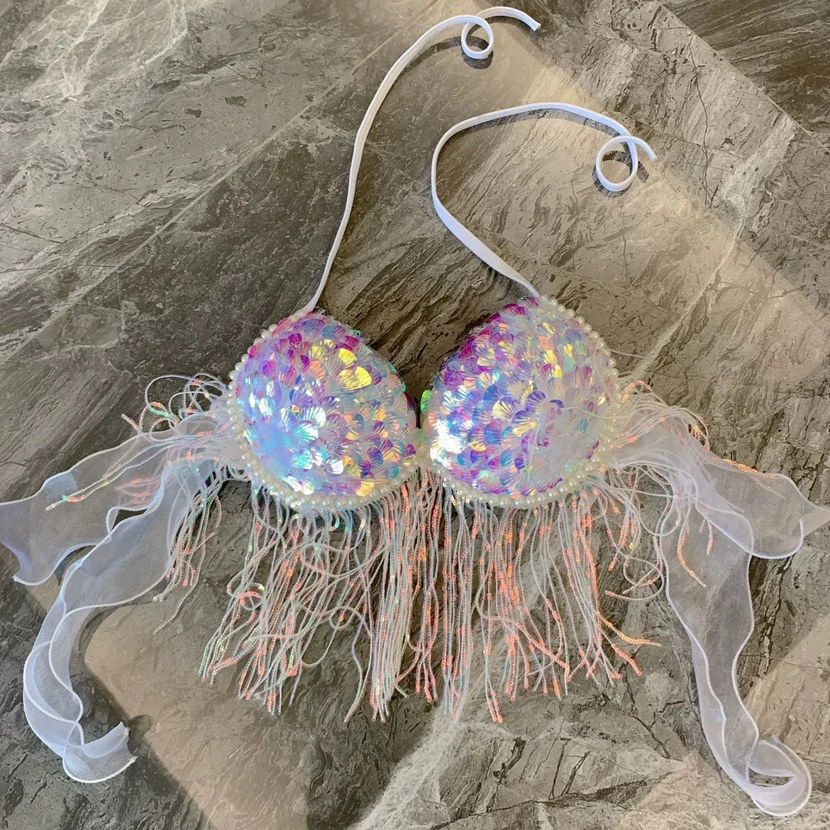 Sea Siren – Meerjungfrauen-Bikini mit Perlen-Glitzer