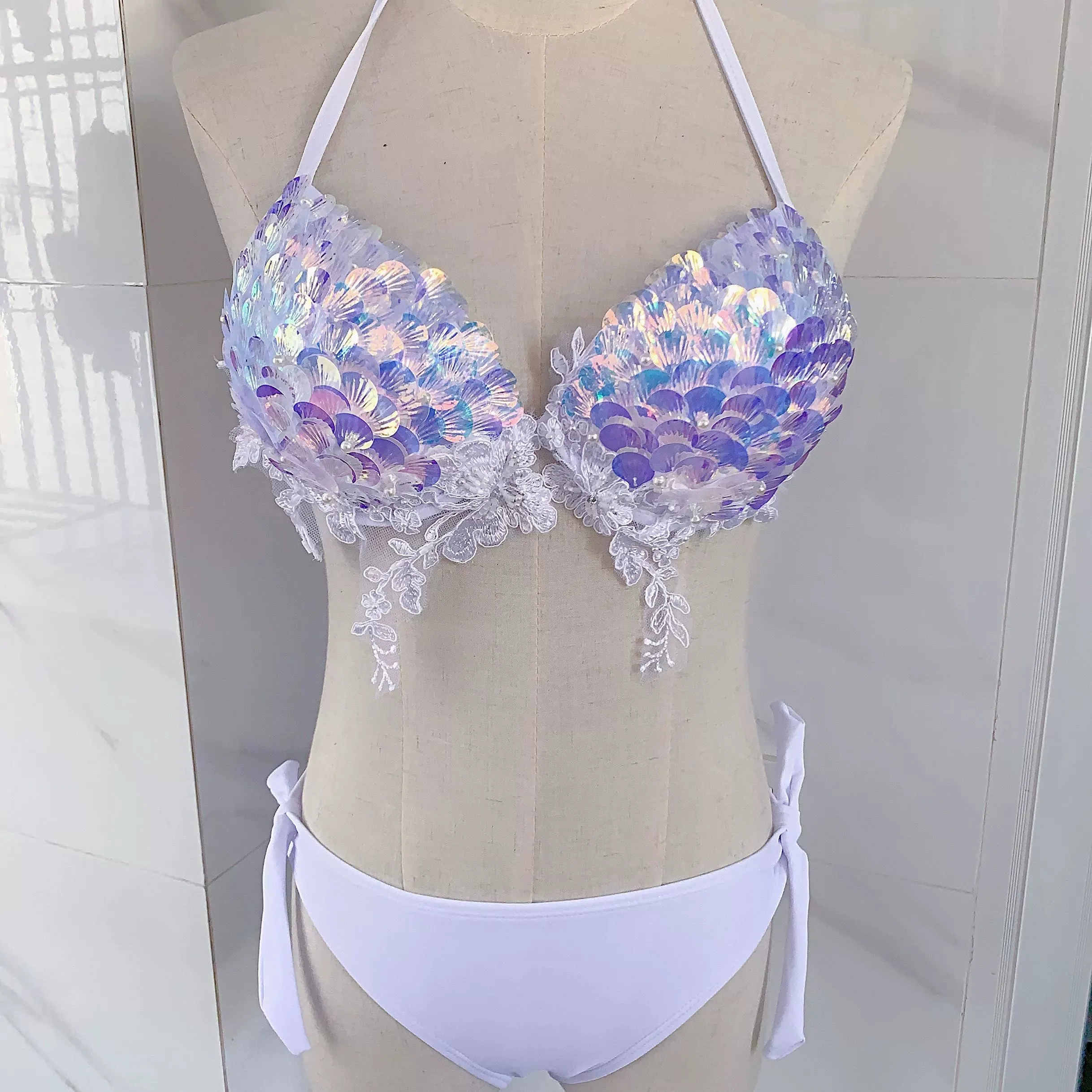 Sea Siren – Meerjungfrauen-Bikini mit Perlen-Glitzer