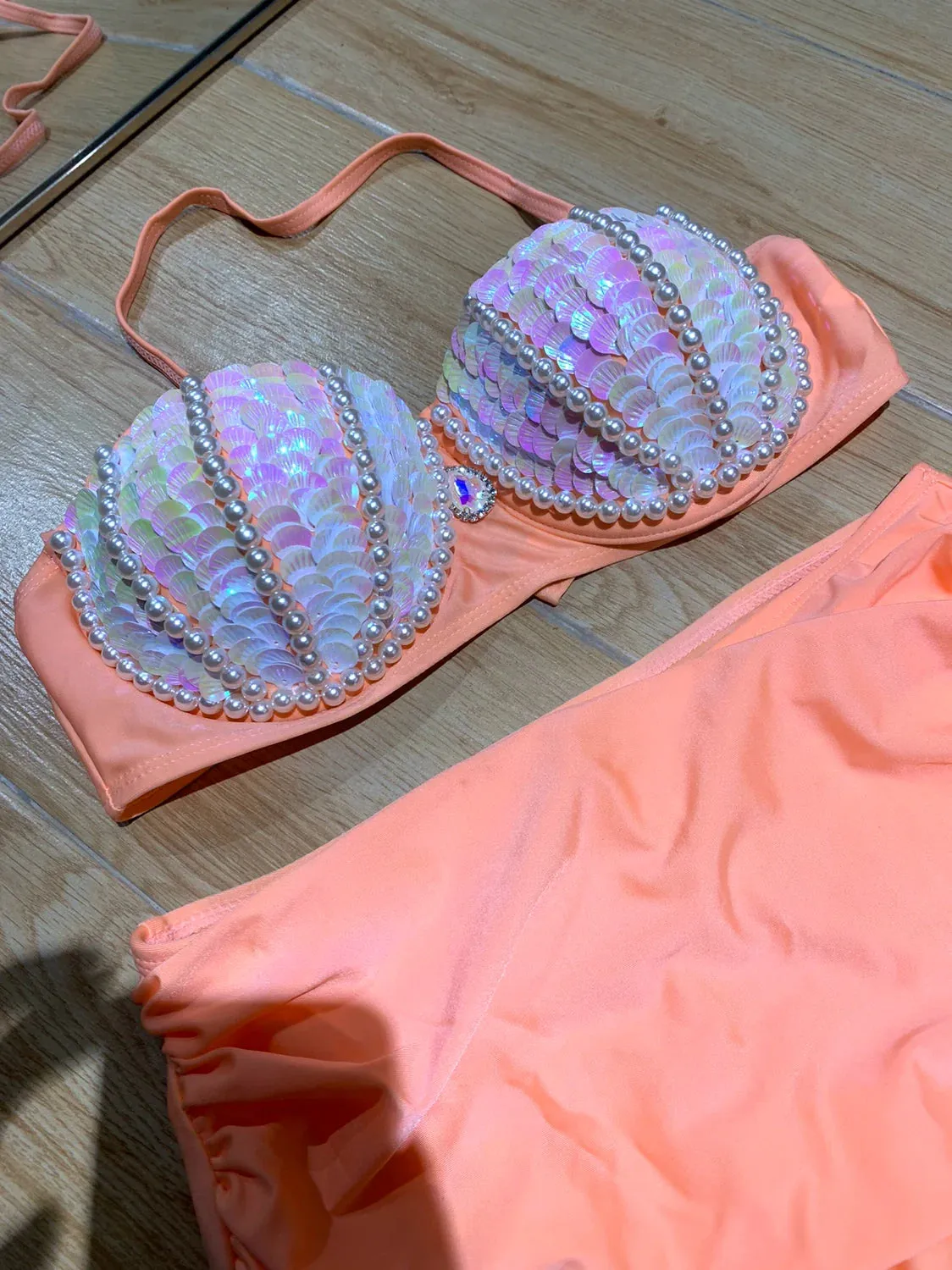 Sea Siren – Meerjungfrauen-Bikini mit Perlen-Glitzer