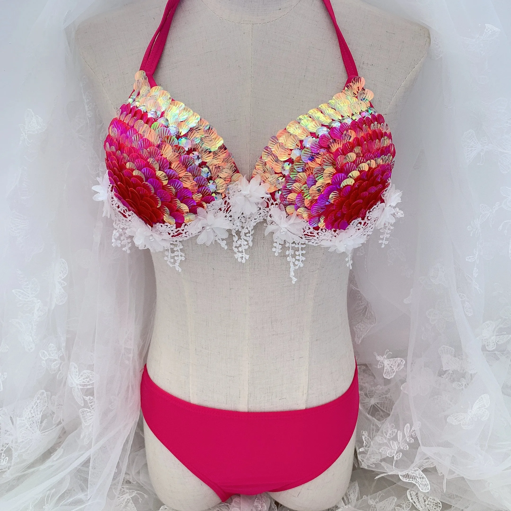 Sea Siren – Meerjungfrauen-Bikini mit Perlen-Glitzer