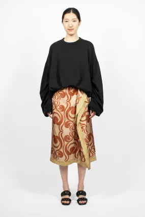 Silk Draped Skirt Brown