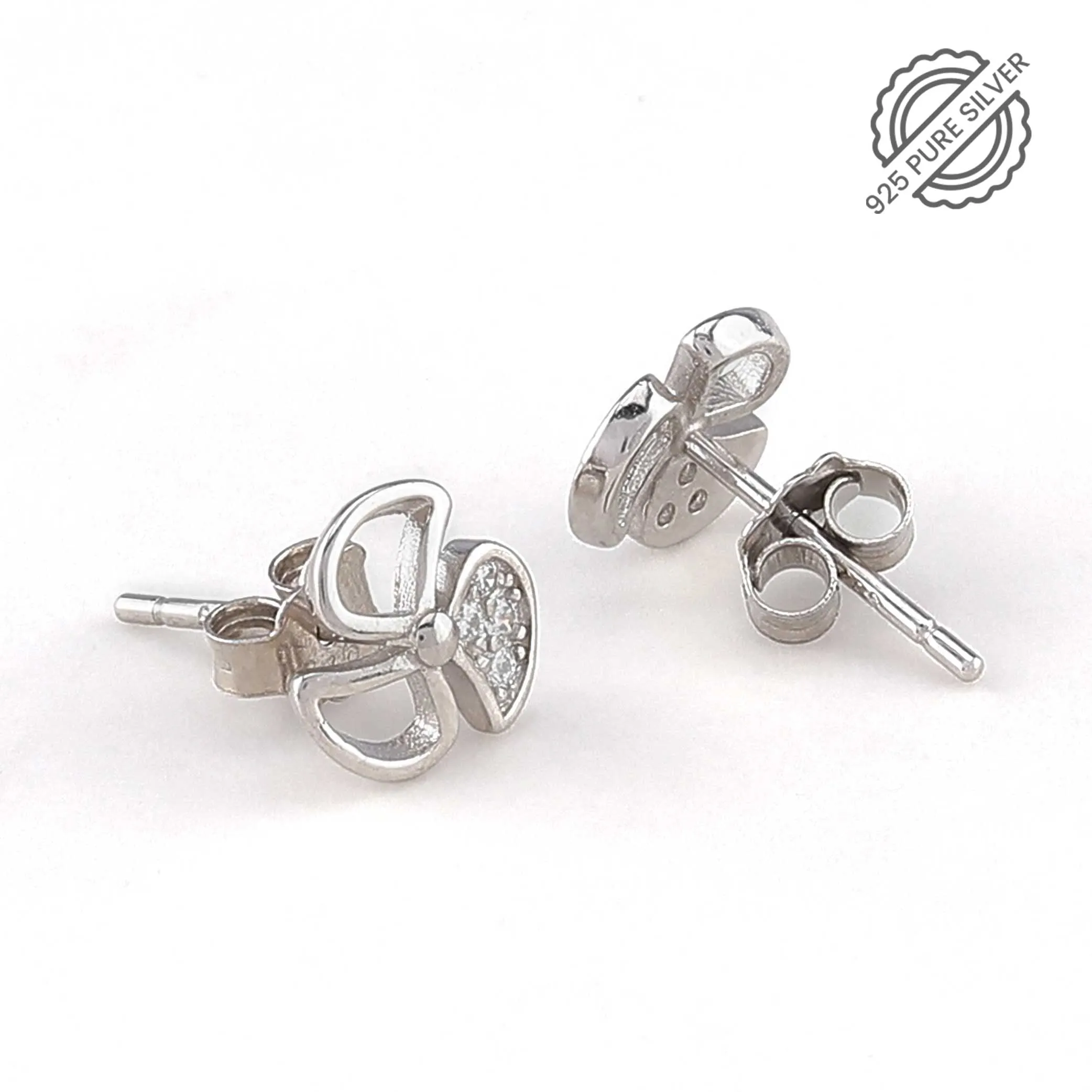 Silver Flower Earring with Diamond