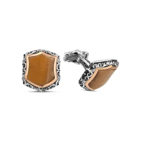 Silver Tiger Eye Stone Cufflink