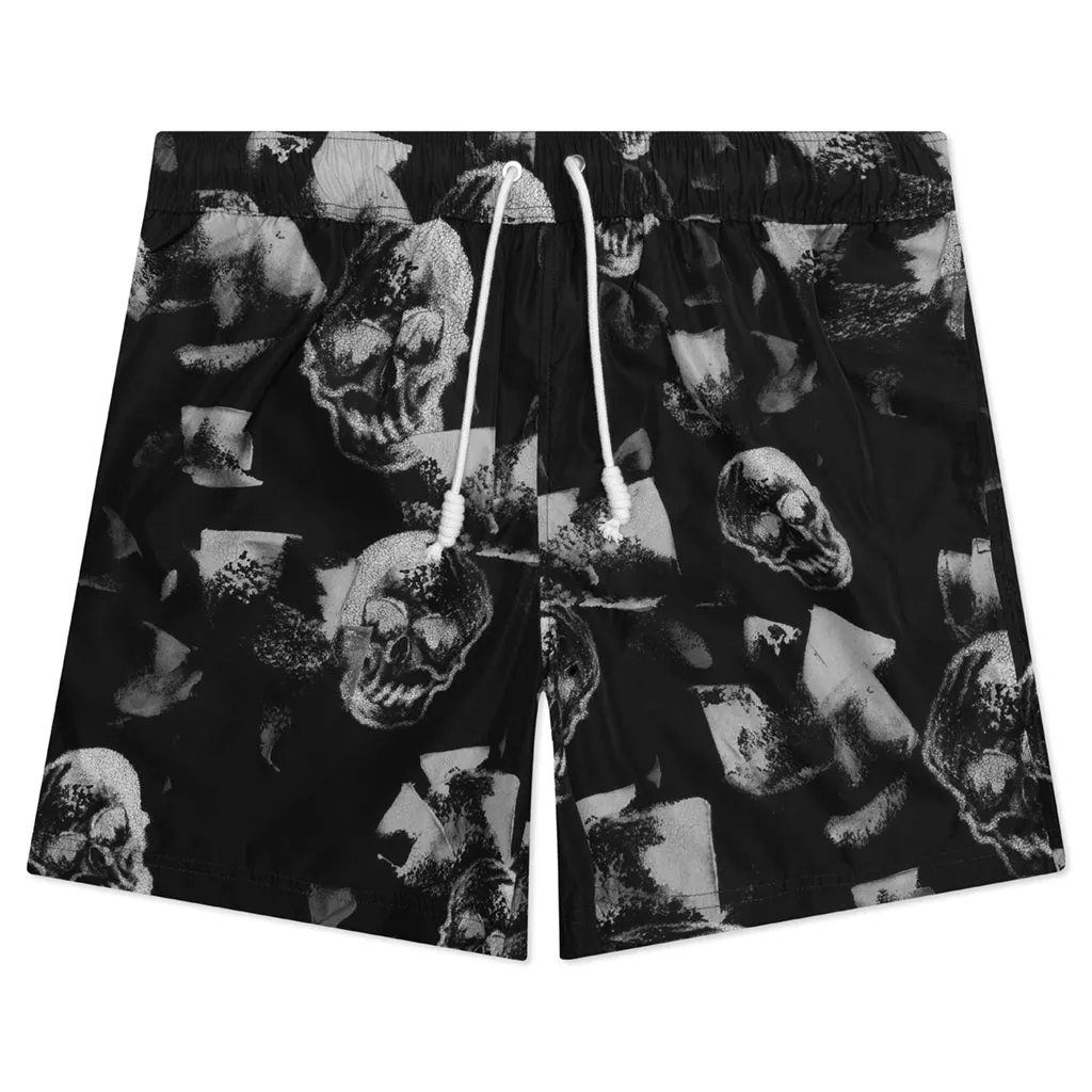 Skulls Print Swimshort - Black/White