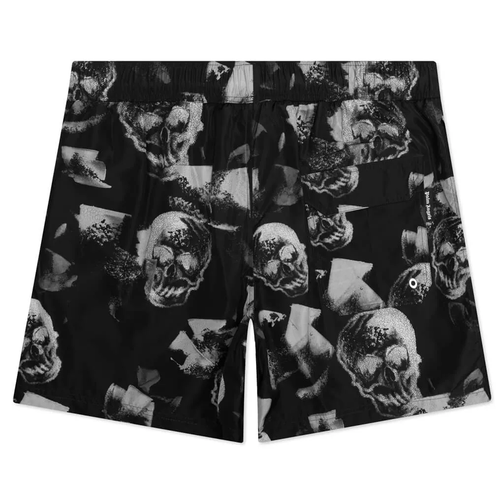 Skulls Print Swimshort - Black/White