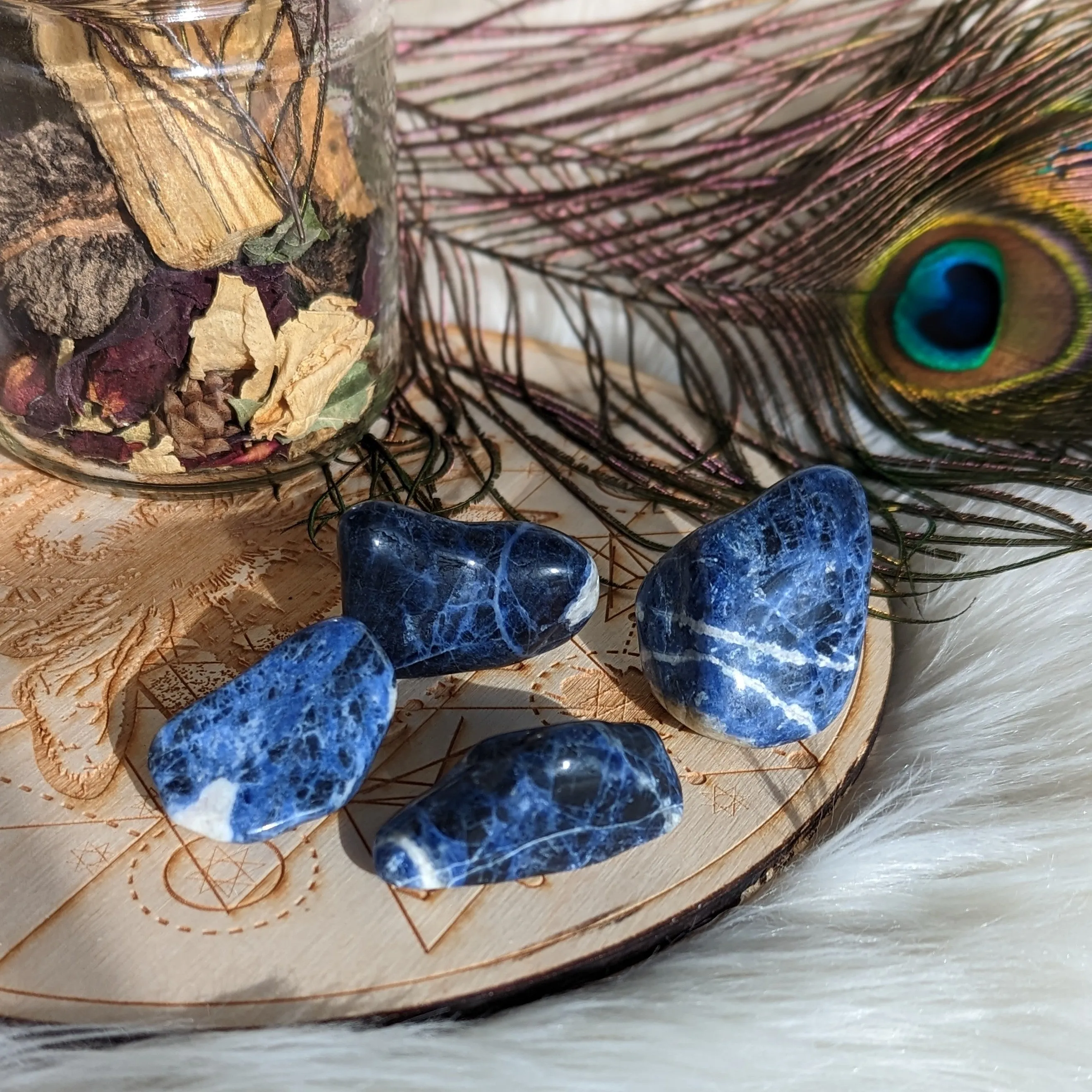 Stunning Grade A Blue Sodalite Tumbled Stones ~ Set of 4