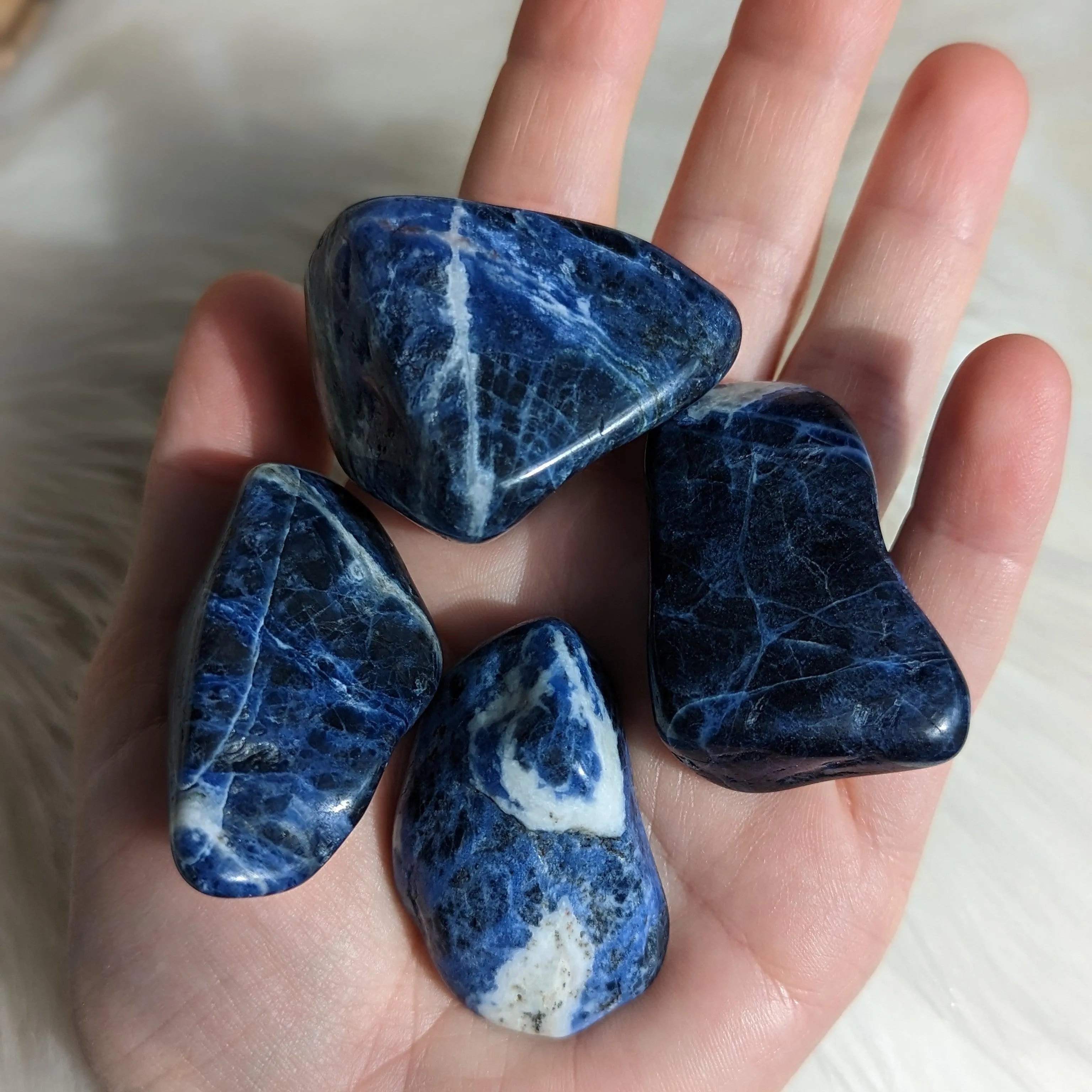 Stunning Grade A Blue Sodalite Tumbled Stones ~ Set of 4