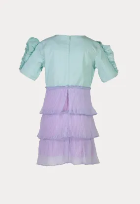 Tiered Pleated Organza Dress