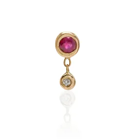 Tiny bezel stud with ruby