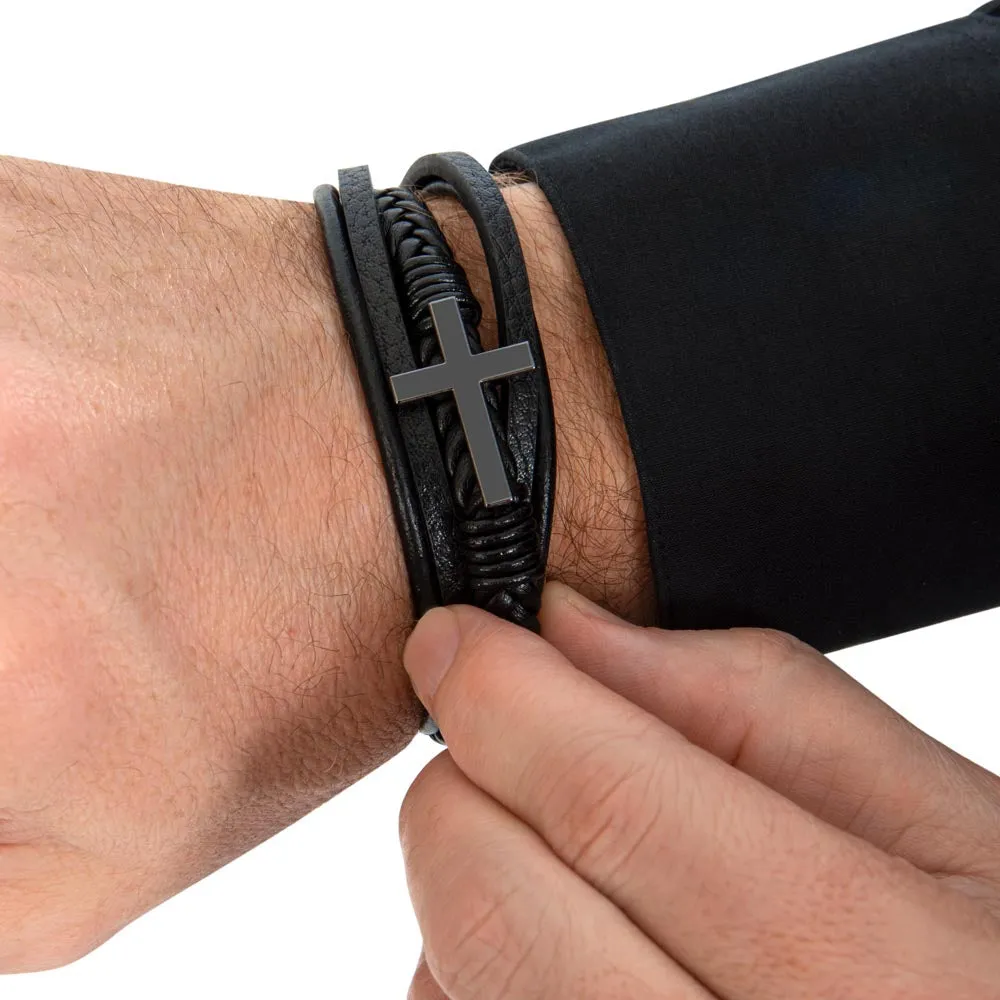 To My Badass Hubby Till Death Do Us Part Men's Cross Bracelet