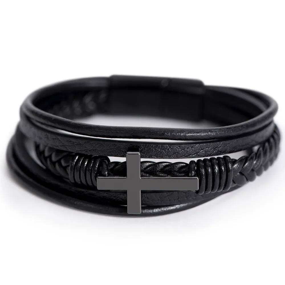 To My Badass Hubby Till Death Do Us Part Men's Cross Bracelet