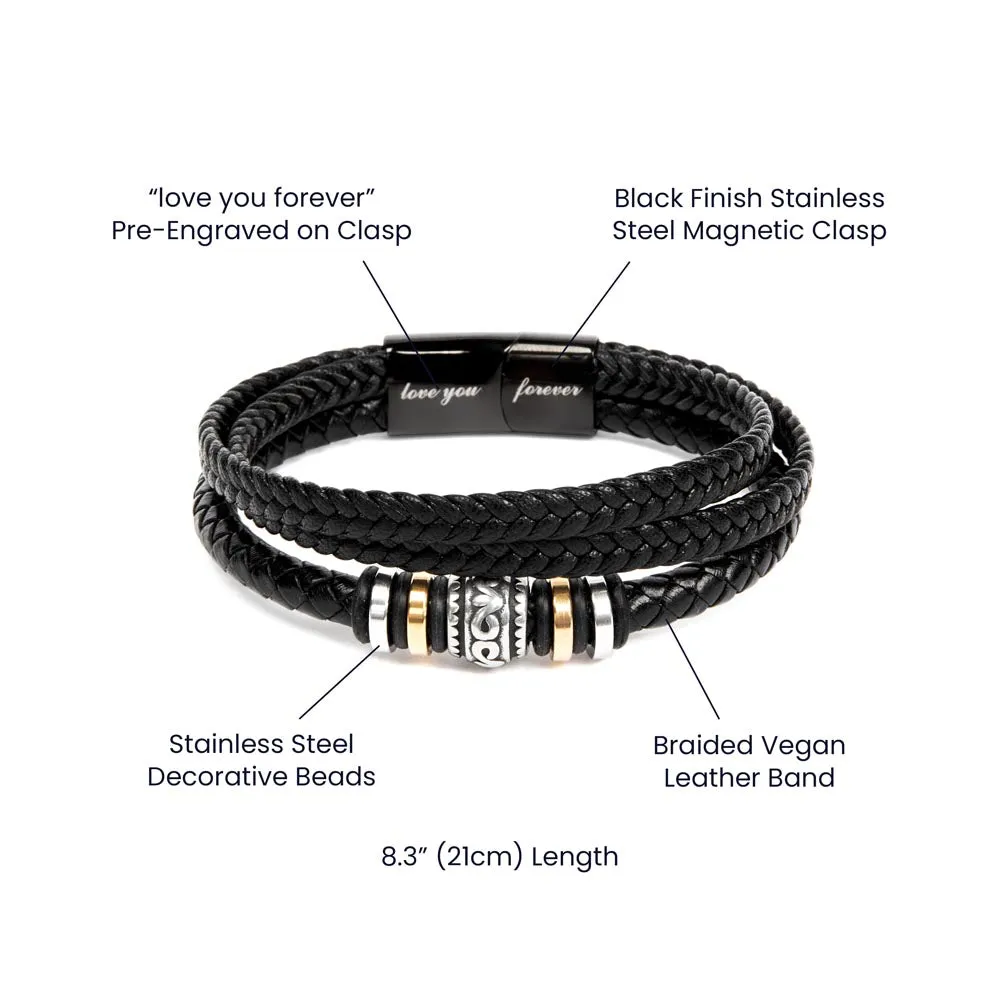 To My Man, The Memories We've Made Braided Vegan Leather Men Bracelet