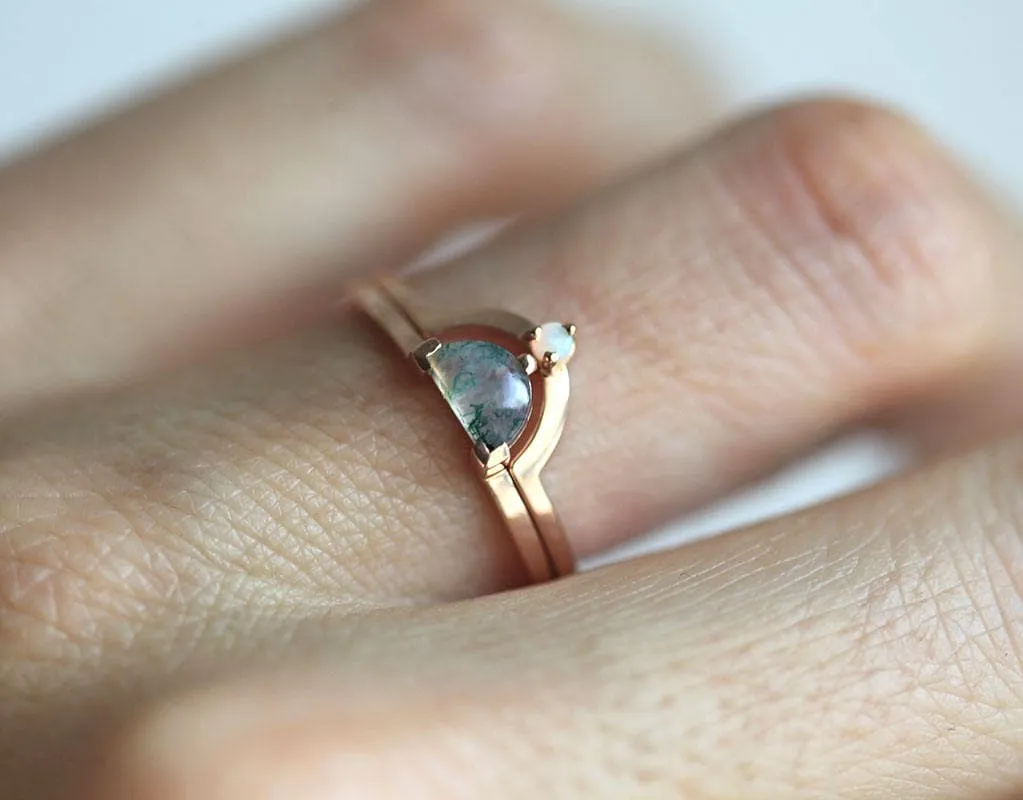 Tobias Half Moon Moonstone Diamond Ring Set