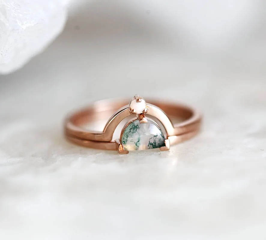 Tobias Half Moon Moonstone Diamond Ring Set