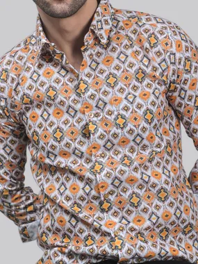 Tropical-luxe Men's Printed Full Sleeve Cotton Button-Up Shirt For Men