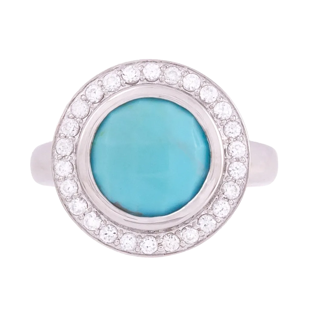 Turquoise and Zircon Faceted Ring