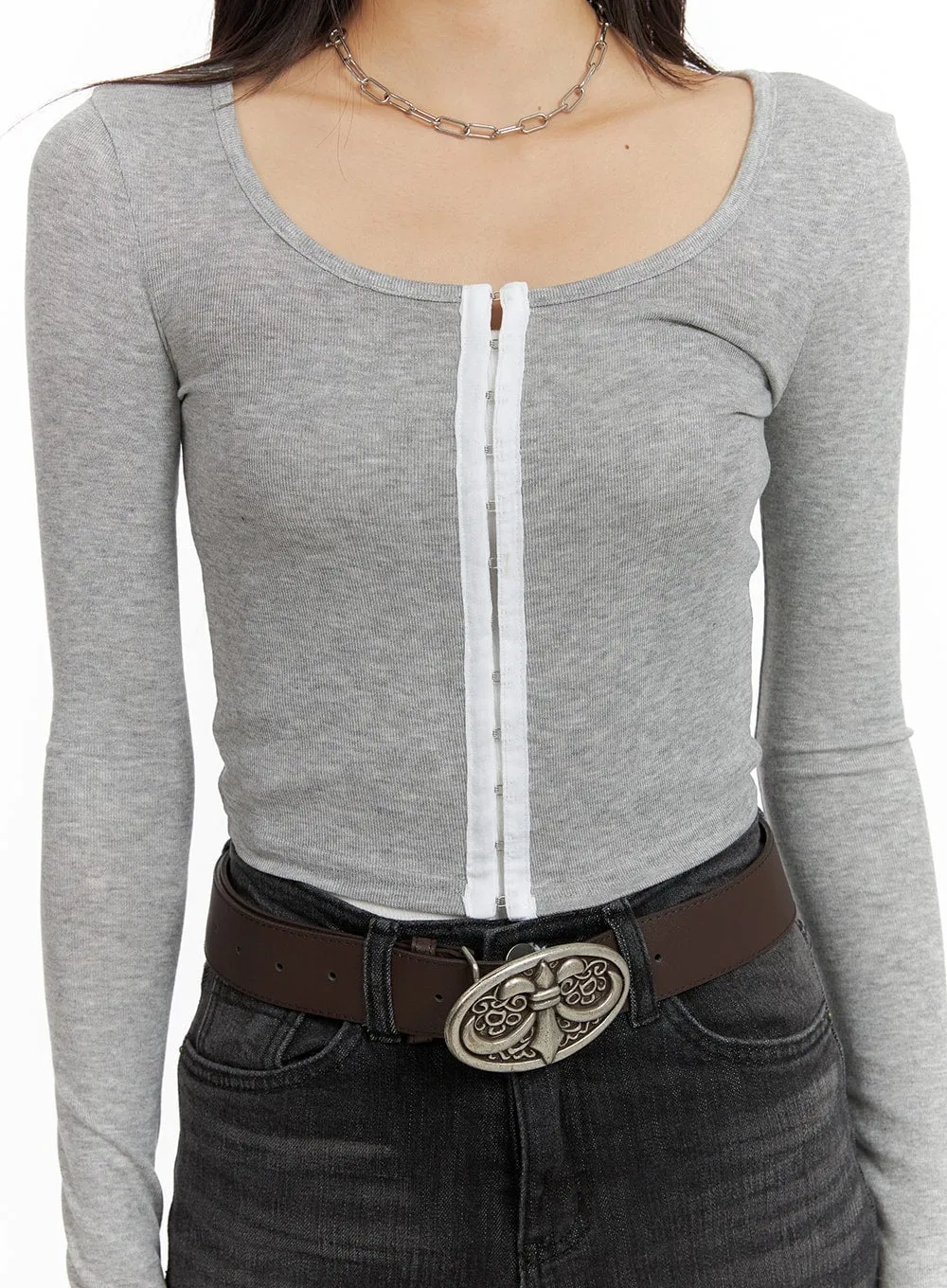 U Neck Hook Crop Top CA403