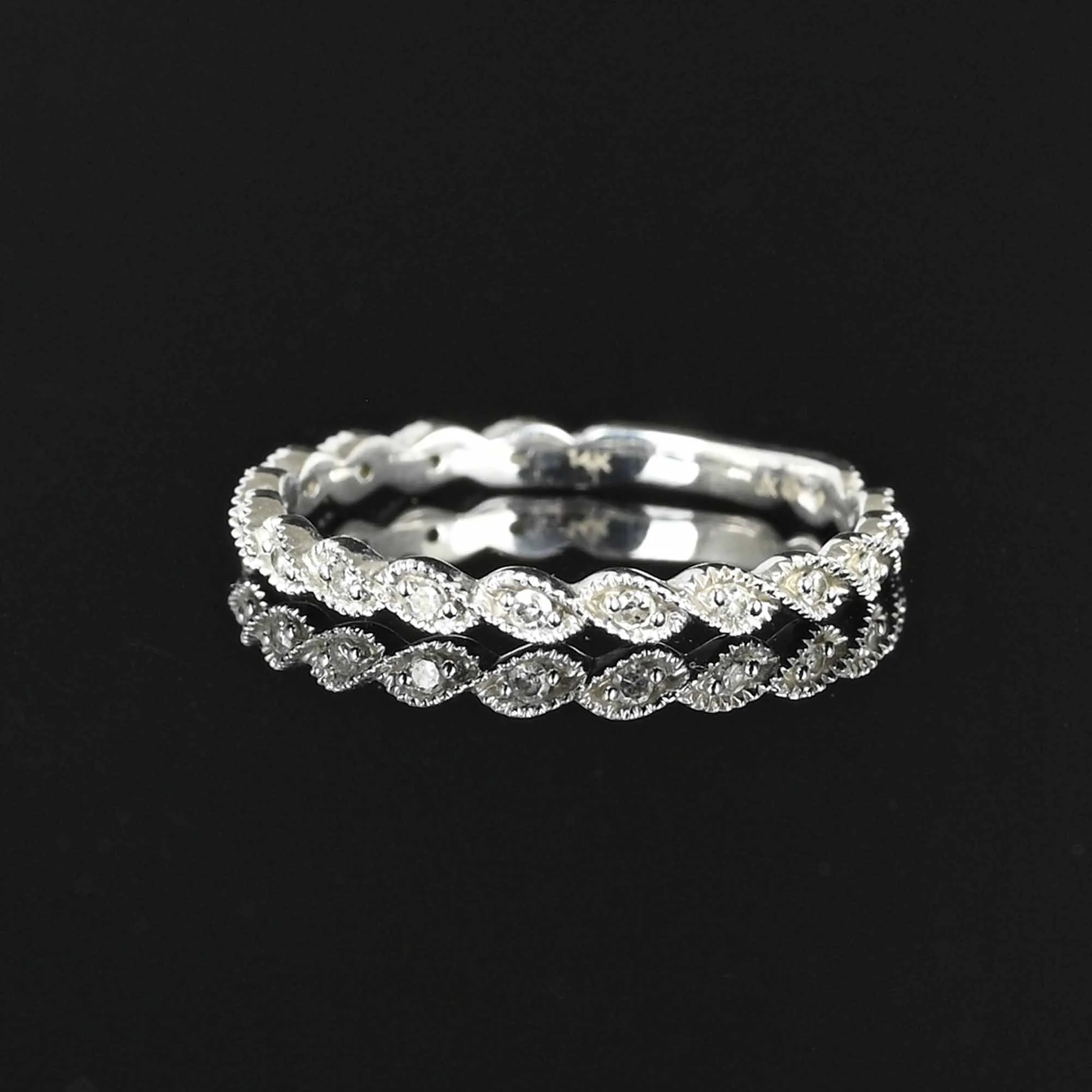 Vintage 14K White Gold Diamond Band Ring